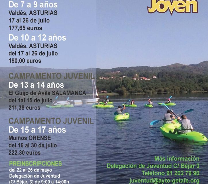 Niños y jóvenes de Getafe podrán disfrutar de campamentos de verano en Castilla y León, Asturias y Galicia