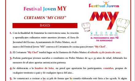 Certamen culinario “MY CHEF” y comida popular para los jóvenes el sábado 24 de junio en La Harinera de Pedro Muñoz