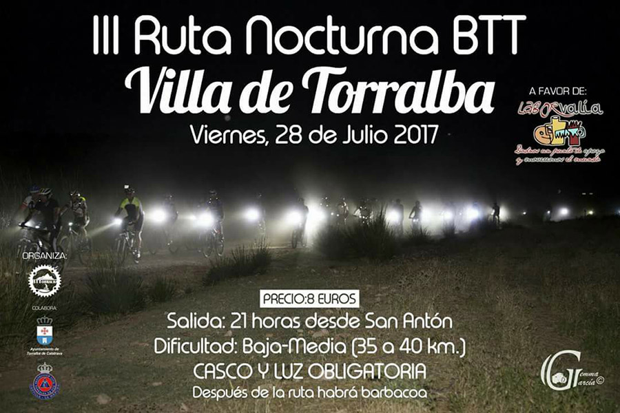 Deporte y solidaridad en la III Ruta Nocturna BTT de Torralba