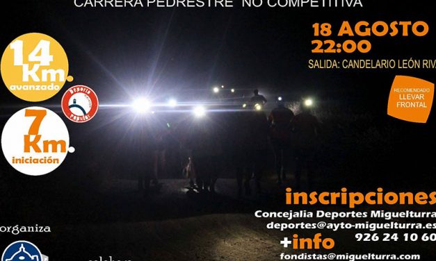 La noche del viernes 18 de agosto Miguelturra vivirá una nueva edición de la carrera pedestre no competitiva “Quedada Nocturna”