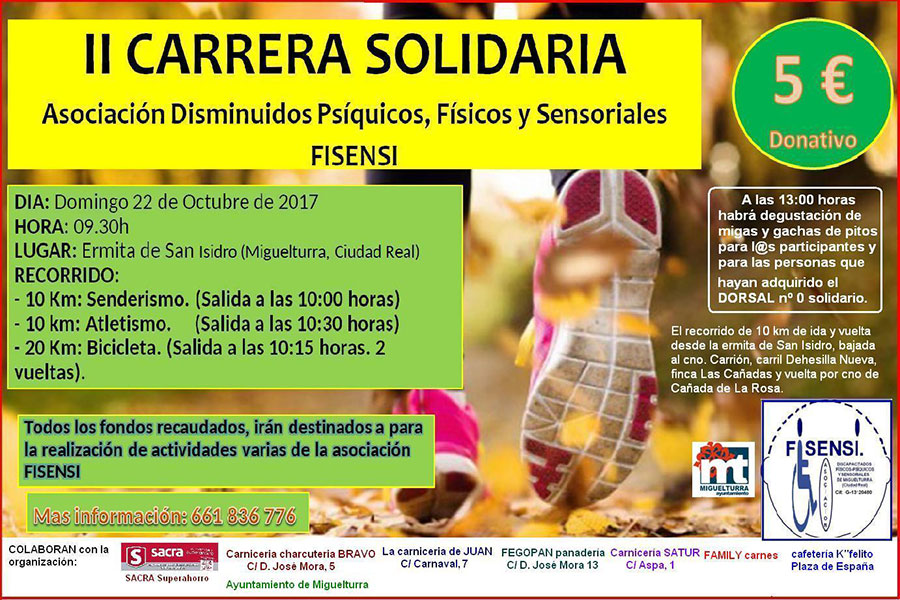 La asociación Fisensi organiza la segunda edición de la “Carrera Solidaria” el domingo 22 de octubre