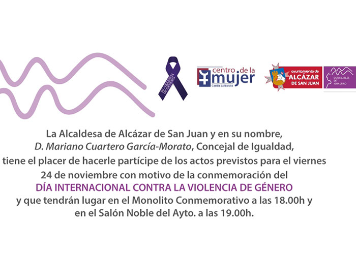 Los actos del Día contra la violencia de género se realizarán mañana 24 de noviembre