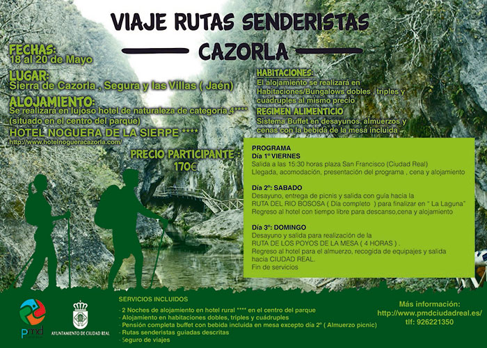 El Patronato Municipal de Deportes oferta un fin de semana senderista en Cazorla