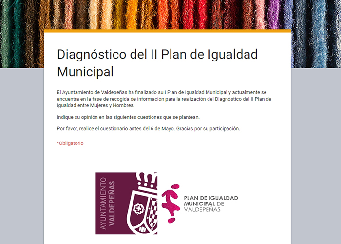 Valdepeñas elabora una encuesta ciudadana para realizar el diagnóstico del II Plan de Igualdad Municipal