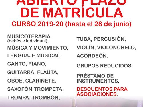 La Escuela Municipal de Música abre el plazo de matrícula con una amplia oferta de formación