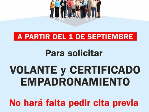 Desde el 1 de septiembre se podrá pedir el volante y certificado de empadronamiento sin cita previa en Getafe