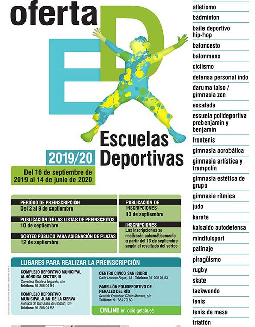 Deportes ofrece 9.336 plazas para sus Escuelas Deportivas y la Oferta Física de Adultos