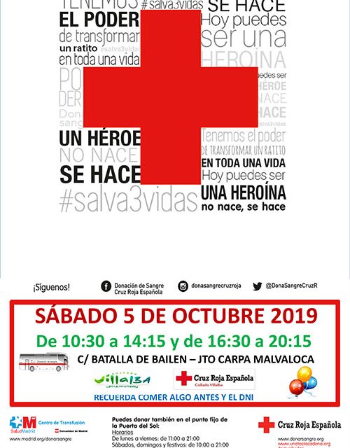 El Ayuntamiento de Collado Villalba y Cruz Roja organizan un maratón de donación de sangre