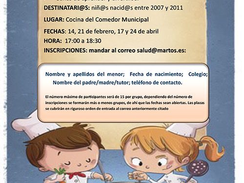 El Ayuntamiento de Martos convoca una nueva edición del Taller de Cocina Saludable para menores