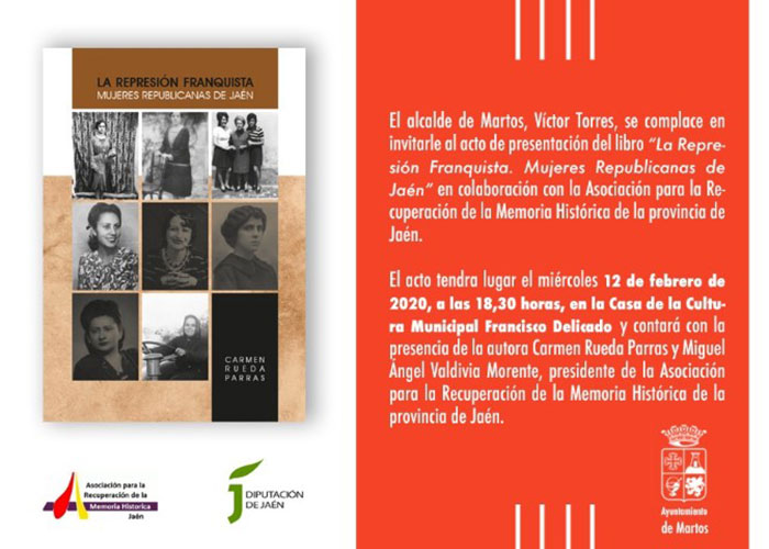 La obra de la investigadora Carmen Rueda sobre la represión franquista a mujeres jiennenses se presenta este miércoles en la Casa de la Cultura