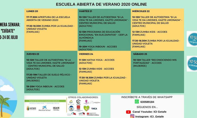 La Escuela Abierta de Verano 2020 se reinventa y ofrece a vecinos y vecinas actividades virtuales de fomento de la convivencia y los cuidados