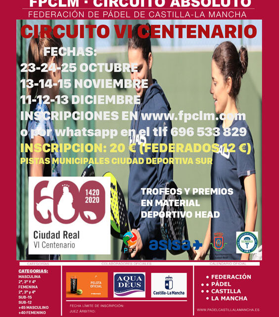 El pádel regresa a las pistas con el Circuito IV Centenario de Ciudad Real