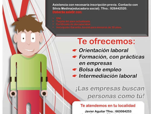 Ayuntamiento de Argamasilla de Calatrava y Fundación ONCE programan una jornada sobre empleo para jóvenes con discapacidad