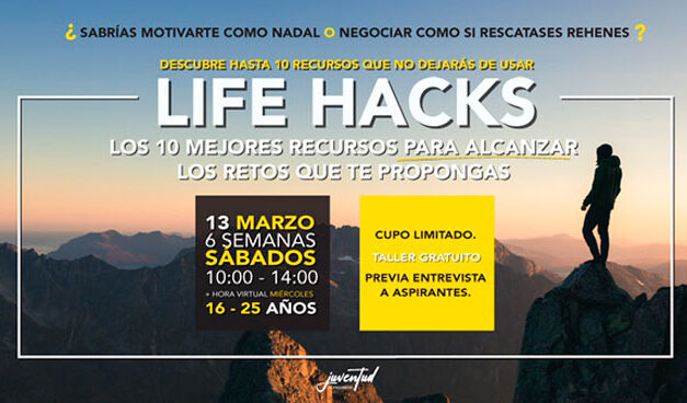 Taller de formación para jóvenes «Life hacks, los 10 mejores recursos para alcanzar los retos que te propongas» en Alpedrete