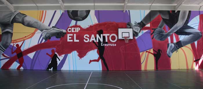 El CEIP El Santo estrena un original y gigantesco mural