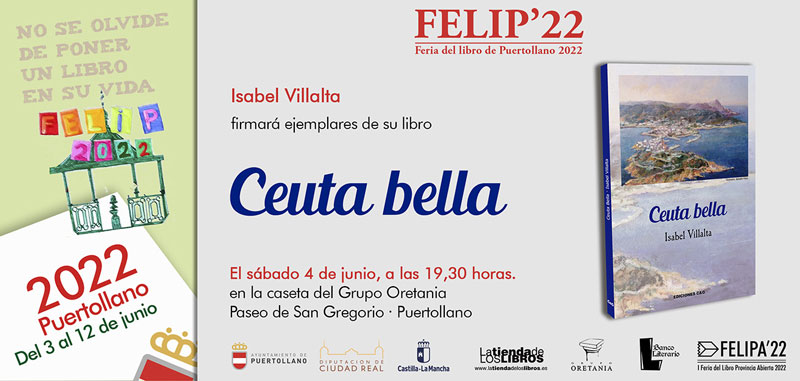 La Feria del Libro de Puertollano acoge “Ceuta Bella” de la mano de Isabel Villalta en la caseta del Grupo Oretania