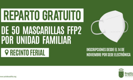 El Ayuntamiento de Boadilla repartirá de forma gratuita 50 mascarillas FFP2 por unidad familiar