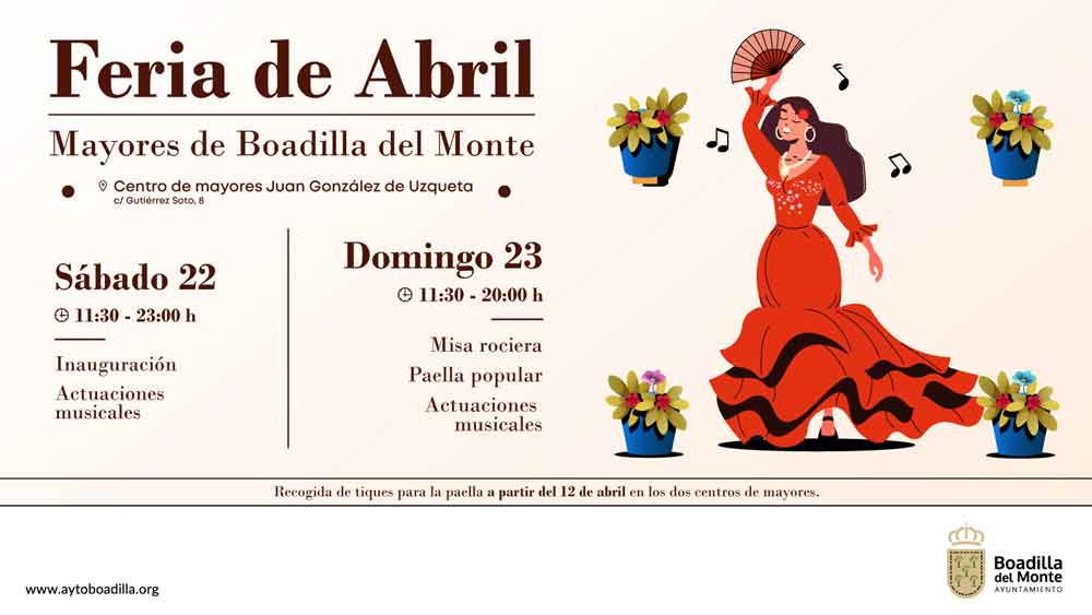 Boadilla celebra su tradicional Feria de Abril de los mayores los próximos días 22 y 23