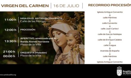 Boadilla celebrará la Virgen del Carmen con una Misa y posterior procesión, y música en la plaza de la Cruz