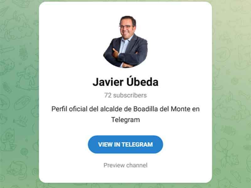Javier Úbeda añade Telegram a sus canales de comunicación con los vecinos