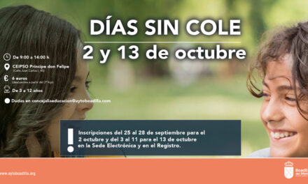Los próximos días 2 y 13 de octubre habrá «Días sin cole» en el CEIPSO Príncipe D. Felipe