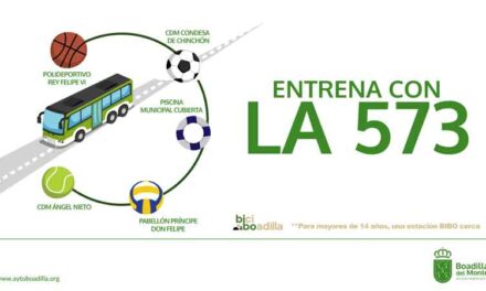 El Ayuntamiento anima a utilizar la línea 573 para acudir a los centros deportivos municipales