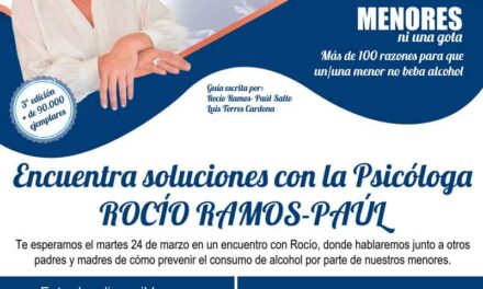 Rocío Ramos-Paúl ofrecerá una nueva charla para abordar el consumo de alcohol en los menores