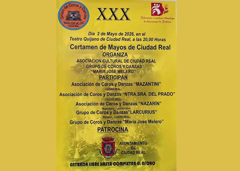Ciudad Real celebrará el Certamen de Mayos 2026 con la participación de destacados grupos folklóricos de la provincia