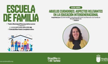 La Escuela de Familia ofrece el próximo 15 de abril una charla sobre el papel de los abuelos como cuidadores