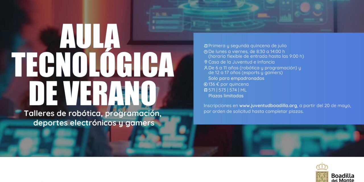 Boadilla ofrecerá a empadronados de 6 a 17 años un Aula Tecnológica durante el mes de julio