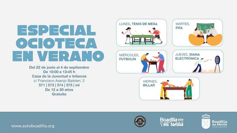 La Casa de la Juventud ofrece hasta el 4 de septiembre una programación especial diaria en la Ocioteca