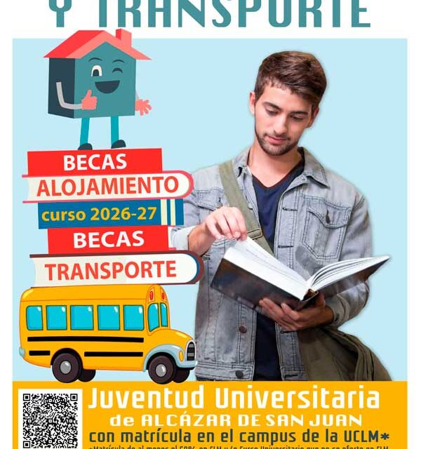 El Ayuntamiento de Alcázar de San Juan convoca las Becas de Alojamiento y Transporte para jóvenes universitarios de 2026/2027